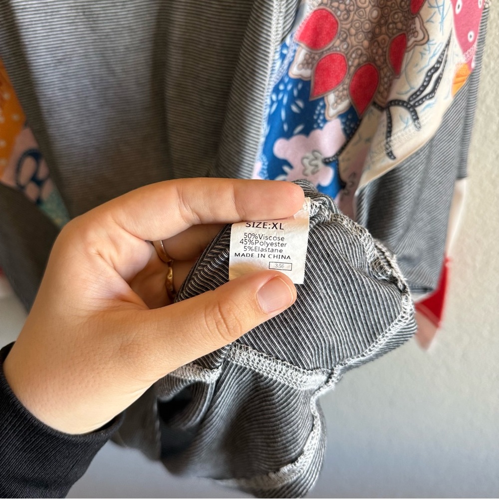 Patchwork Oversized Long Sleeve Top Boho Bohemian… - image 7